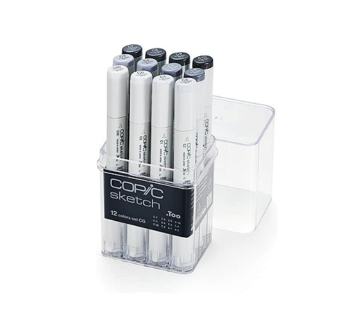 Set Marcador Copic Sketch Ponta Dupla - 12 Cores Cool Grey