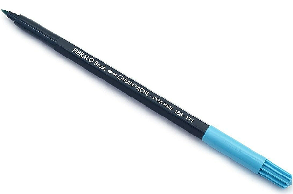 Caneta Aquarelável Caran d'Ache Fibralo Brush - 171 Azul Claro
