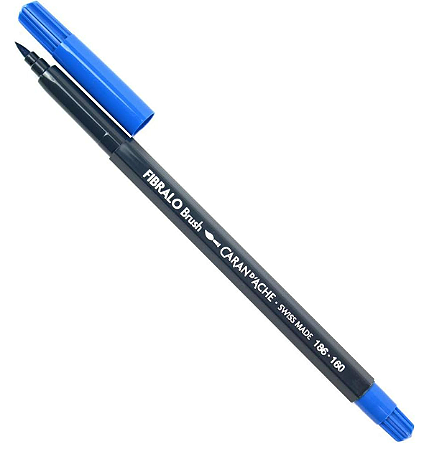 Caneta Aquarelável Caran d'Ache Fibralo Brush - 160 Azul Escuro