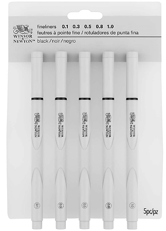 Conjunto Canetas Fineliner Winsor & Newton Ponta Fina - 5 Peças Preto
