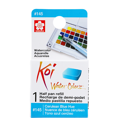 Refil De Aquarela Em Pastilha Koi Water Colors - AZUL CERULEO #145- Uso Profissional