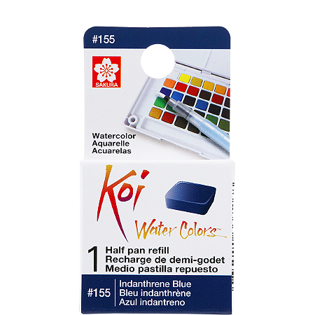 Refil De Aquarela Em Pastilha Koi Water Colors - AZUL INDANTHRENE #155- Uso Profissional