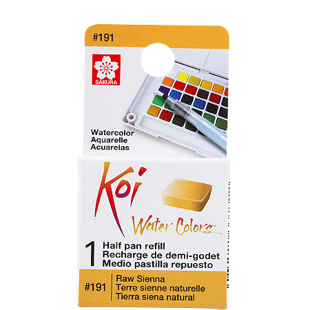 Refil De Aquarela Em Pastilha Koi Water Colors - TERRA SIENA BRUTO #191- Uso Profissional
