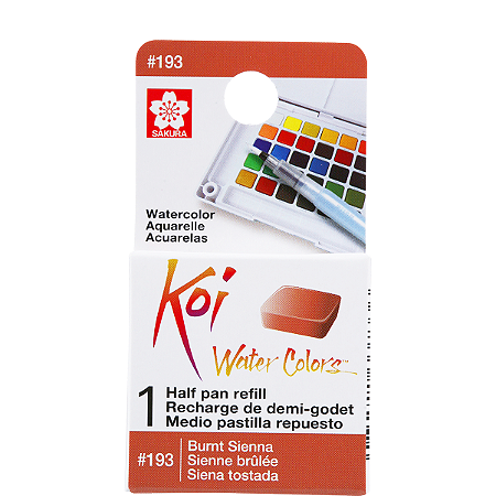 Refil De Aquarela Em Pastilha Koi Water Colors - TERRA SIENA QUEIMADO #193- Uso Profissional