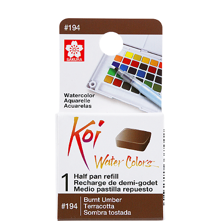 Refil De Aquarela Em Pastilha Koi Water Colors - UMBRA QUEIMADO #194- Uso Profissional