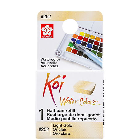 Refil De Aquarela Em Pastilha Koi Water Colors - OURO CLARO #252- Uso Profissional