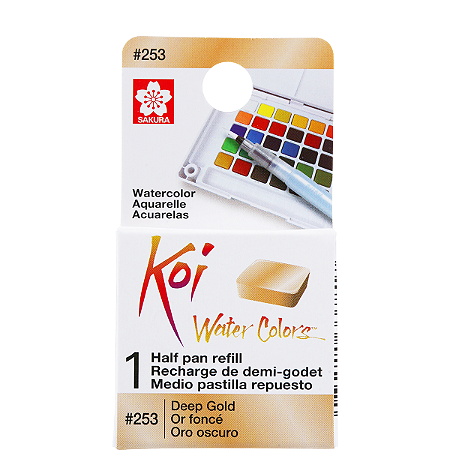 Refil De Aquarela Em Pastilha Koi Water Colors - OURO ESCURO #253- Uso Profissional