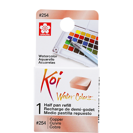 Refil De Aquarela Em Pastilha Koi Water Colors - COBRE #254- Uso Profissional
