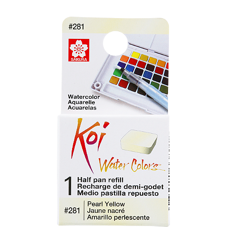 Refil De Aquarela Em Pastilha Koi Water Colors - AMARELO PEROLA  #281- Uso Profissional
