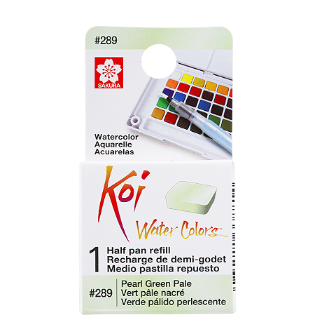 Refil De Aquarela Em Pastilha Koi Water Colors - VERDE CLARO PEROLA #289- Uso Profissional