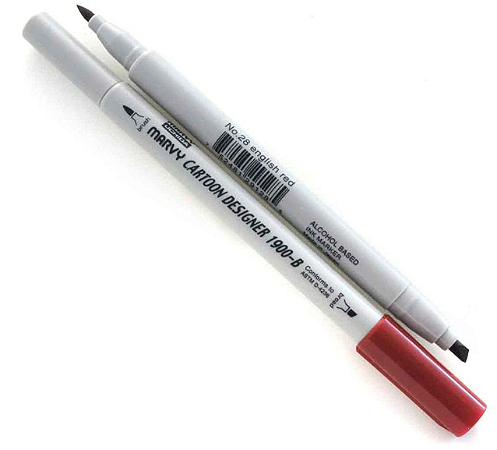 Marcador Marvy Uchida Cartoon Designer 1900B - Vermelho Inglês 28