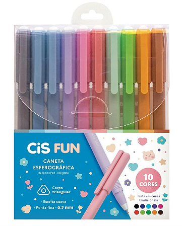 Estojo Caneta Esferográfica FUN CiS 0.7mm - 10 Cores