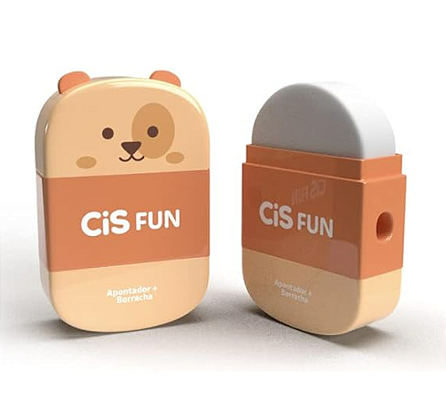 Borracha + Apontador Escolar com Depósito CiS Fun - Modelo Sortido