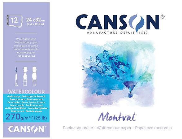 Bloco Aquarela Canson Montval 12fls A4 270g Textura Rugosa