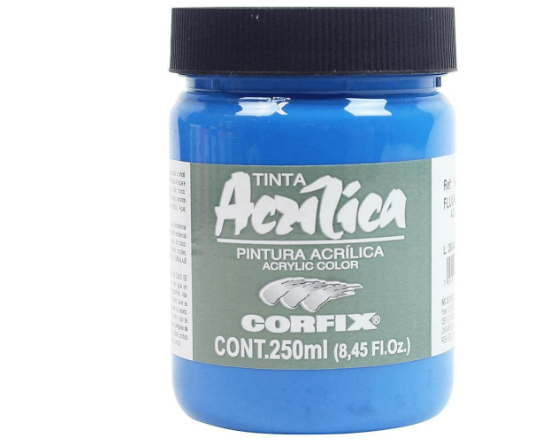 Tinta Acrílica Corfix 250ml - Fluorescente Azul 1023