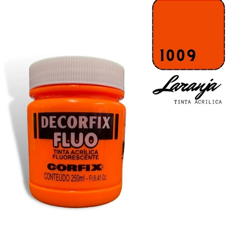 Tinta Acrílica Fluorescente Decorfix Fluo Corfix 250ml - 1009 Laranja