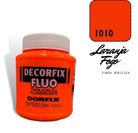 Tinta Acrílica Fluorescente Decorfix Fluo Corfix 250ml - 1010 Laranja Fogo