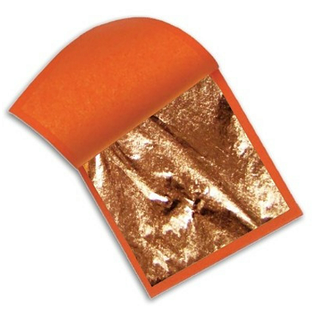 Folha de Cobre Imitação Para Douração e Restauro 14x14cm 1000 Folhas