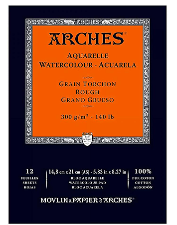 Bloco de Papel para Aquarela Arches TT 300g/m² 14,8x21cm - 12 Folhas