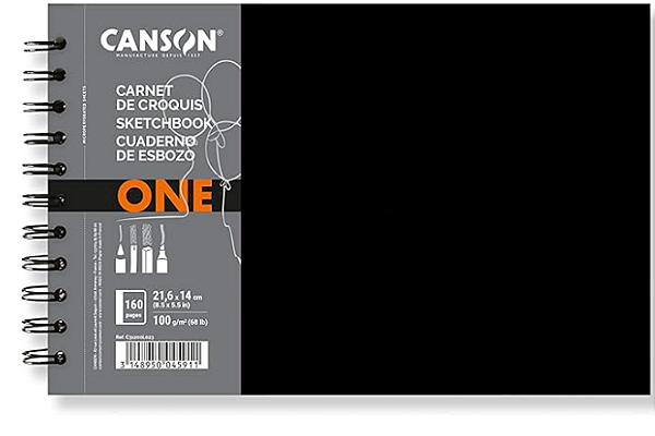 Caderno Canson 21x14 100g Sketchbook Capa Dura ArTBook One Espiral Paisagem 80 Folhas
