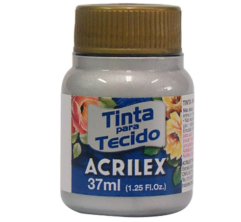 Tinta Para Tecido Metálico Acrilex 37ml - 533 Prata