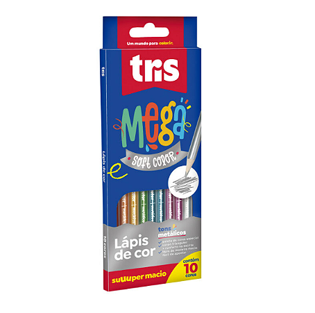 Lápis de Cor Mega Soft Color Metálicos Tris - 10 Cores