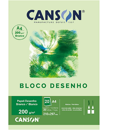 Bloco Desenho Branco Canson A4 200g 20fls