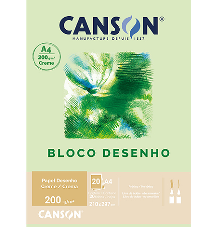 Bloco Desenho Creme Canson A4 200g 20fls