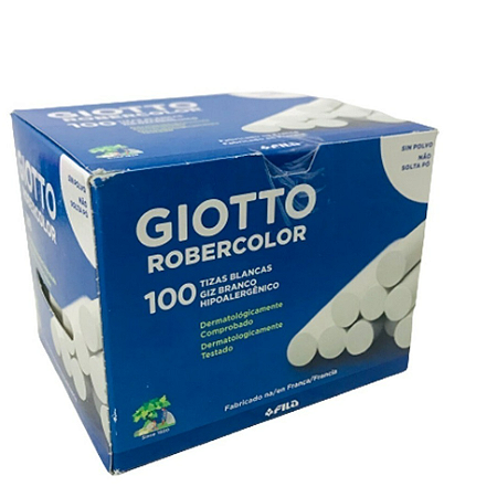 Giz Escolar Antialérgico Giotto Branco - Caixa 100 Unidades