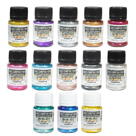 Tinta Decorfix 150 Metalica 37ml - KIT 13 CORES