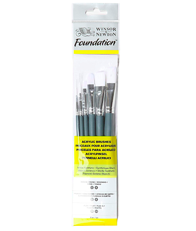 Kit de Pincéis Acrílico Winsor & Newton Foundation - 6 Peças (5295007)