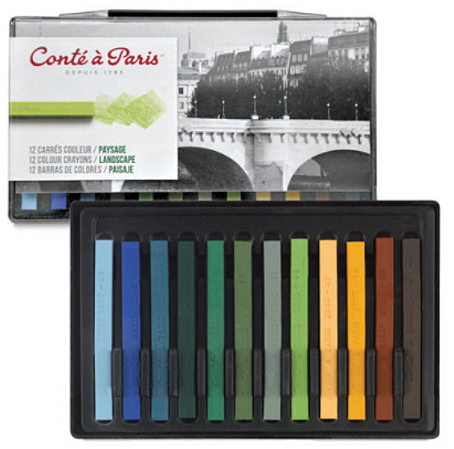 Pastel Seco Conté à Paris Carré 12 Cores Paisagem