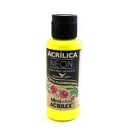 Tinta Acrílica Neon Fluorescente Acrilex 60ml - 102 Amarelo Limão