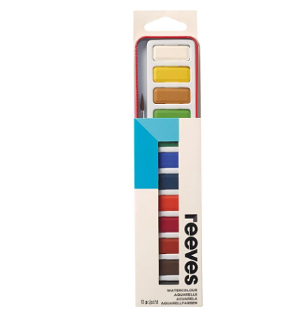 Conjunto Aquarela em Pastilha Reeves - 12 Cores + 1 Pincel