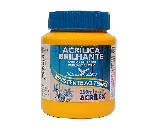 Tinta Acrílica Brilhante Acrilex 250 ml - 505 Amarelo Ouro