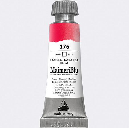 Maimeriblu Tubo De Aquarela 12ml - 176 Laca De Garanza Rosa