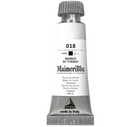 Maimeriblu Tubo De Aquarela 12ml - 018 Branco Titânio