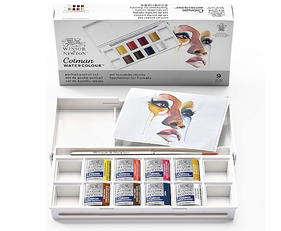 Conjunto Tintas Aquarela Portrait Winsor & Newton Cotman - 9 peças