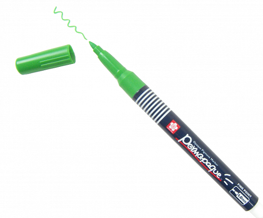 Marcador Sakura Permapaque Fine - Verde Amarelo