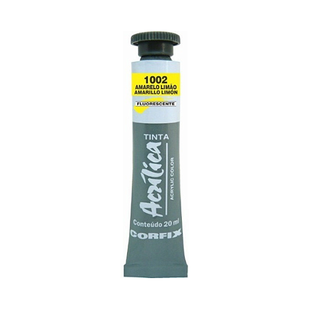 Tinta Acrílica Fluorescente Corfix 20mL - Amarelo Limão Fluo (1002)