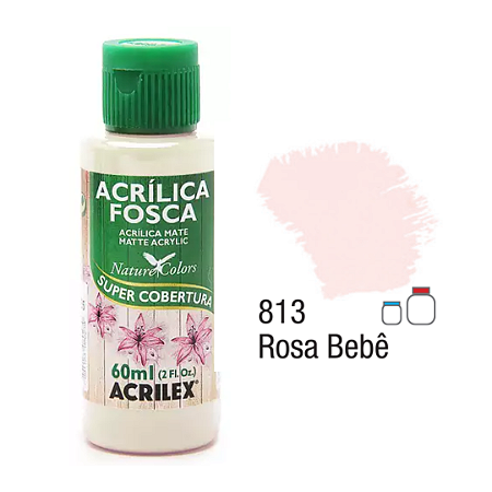 Tinta Acrílica Fosca Acrilex 60mL - Rosa Bebe (813)
