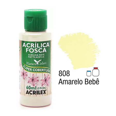 Tinta Acrílica Fosca Acrilex 60mL - Amarelo Bebe (808)