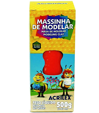 Massa de Modelar Rolo Acrilex - Vermelho Fogo 500g