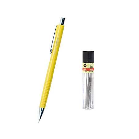 Lapiseira Amortecedor Retrico Sakura 0.5 - Amarelo + Grafite HB Pentel