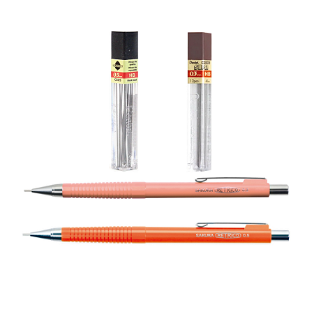 Kit Lapiseira Amortecedor Retrico Sakura - Laranja + Grafite HB Pentel