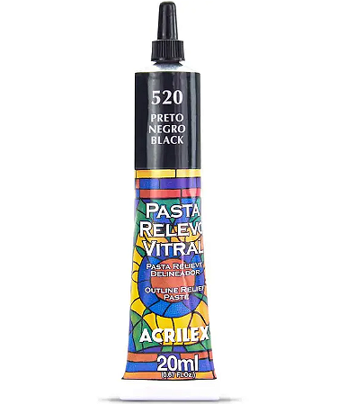Pasta Relevo Vitral Acrilex 20mL - Preto 520