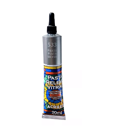 Pasta Relevo Vitral Acrilex 20mL - Prata 533
