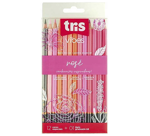 Lapis Cor Tris Vibes Rosé 12 Cor + 1 Lapis Grafite 6B