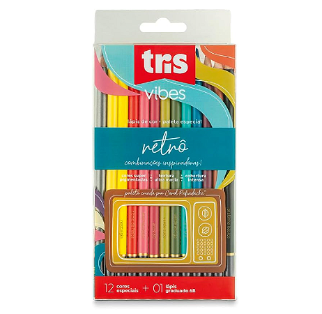 Lapis Cor Tris Vibes Retro 12 Cores + 1 Lapis Grafite 6B