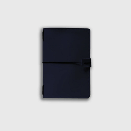 Capa de Couro Sintético Midori Triplo para Personalizar Folk Books - Azul Escuro